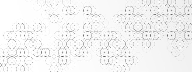 Obraz premium Abstract halftone background of circles. Geometric texture of plexus balls, dots. Circular ornament. Chain of cells. Close bond. Poster for technology, medicine, presentations, business. Vector 