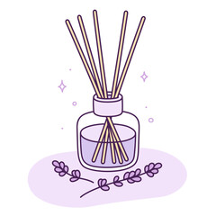 Lavender scented fragrance reed diffuser drawing