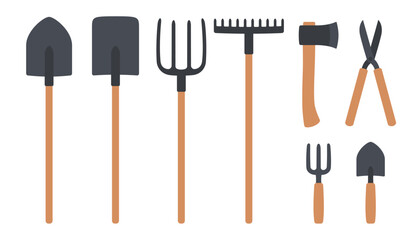Gardening and farming tools illustration set