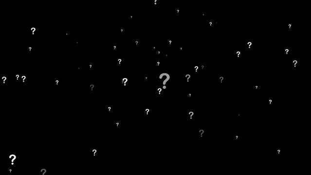 Question marks Animation moving on alpha channel black background. Full Hd. 4K