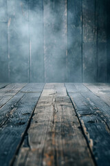 Mystic Wooden Floorboards with Ethereal Smoke and Moody Lighting