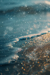 Sparkling Water Droplets at Golden Hour by the Seaside
