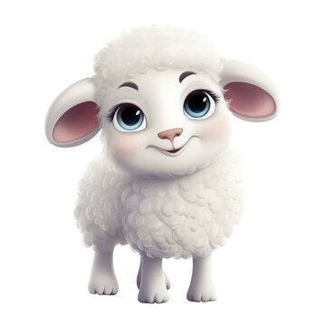 cartoon sheep looking isolated on white