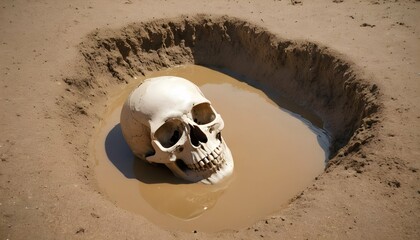 A Skull Half Submerged In Quicksand A Grim Fate F