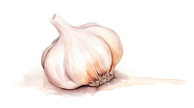 Hand drawn cartoon garlic watercolor illustration material
