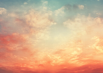 Naklejka na ściany i meble Glowing real sky at sunset texture background. Ai-Generated Image