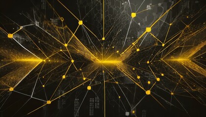 Obraz premium Dark Grey and Bold Yellow Virtual Network