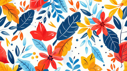 Colorful leaves and flower pattern background