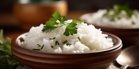 boiled white rice with herbs Generative AI