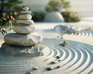 Embark on a journey of tranquility with a close-up view of a zen garden graphic on a mindfulness meditation app.
