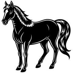 horse illustration, black horse silhouette vector illustration,icon,svg,animals,acoustic horse characters,Holiday t shirt,Hand drawn trendy Vector illustration,horse on black background