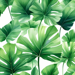 background illustration of various tropical philo leaves