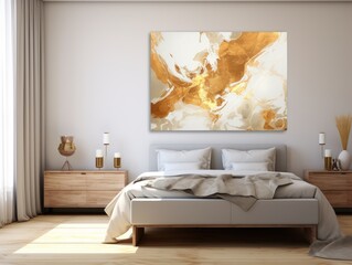 Gold and white flat digital illustration canvas with abstract graffiti and copy space for text background pattern 