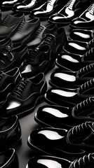 Close up of black leather shoes