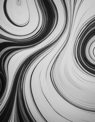 An abstract swirling pattern in stark black and white, creating a hypnotic, marble-like texture that conveys movement and fluidity.