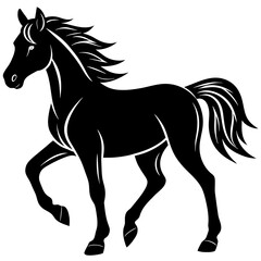 horse illustration, black horse silhouette vector illustration,icon,svg,animals,acoustic horse characters,Holiday t shirt,Hand drawn trendy Vector illustration,horse on black background