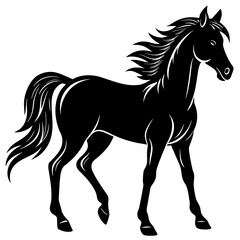 horse illustration, black horse silhouette vector illustration,icon,svg,animals,acoustic horse characters,Holiday t shirt,Hand drawn trendy Vector illustration,horse on black background