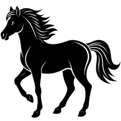 horse illustration, black horse silhouette vector illustration,icon,svg,animals,acoustic horse characters,Holiday t shirt,Hand drawn trendy Vector illustration,horse on black background