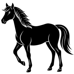 horse illustration, black horse silhouette vector illustration,icon,svg,animals,acoustic horse characters,Holiday t shirt,Hand drawn trendy Vector illustration,horse on black background