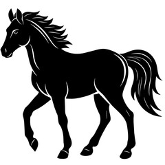 horse illustration, black horse silhouette vector illustration,icon,svg,animals,acoustic horse characters,Holiday t shirt,Hand drawn trendy Vector illustration,horse on black background