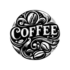 This icon is perfect for any design related to coffee shops, cafes or beverage production. The word "coffee" is written in a bold, stylized font.