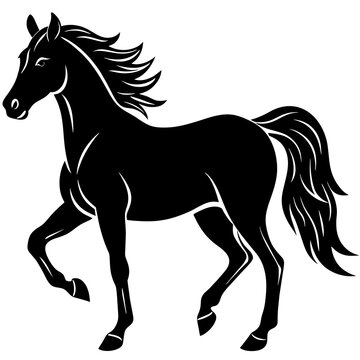 horse illustration, black horse silhouette vector illustration,icon,svg,animals,acoustic horse characters,Holiday t shirt,Hand drawn trendy Vector illustration,horse on black background