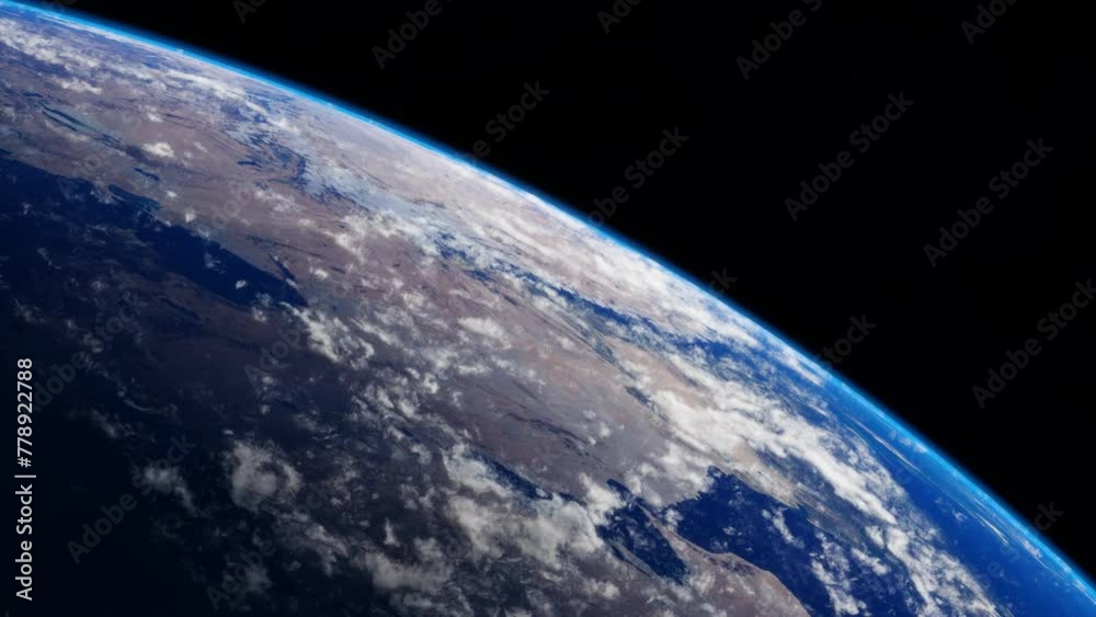 Poster earth in space. universe and planet. 3d-rendering. animation