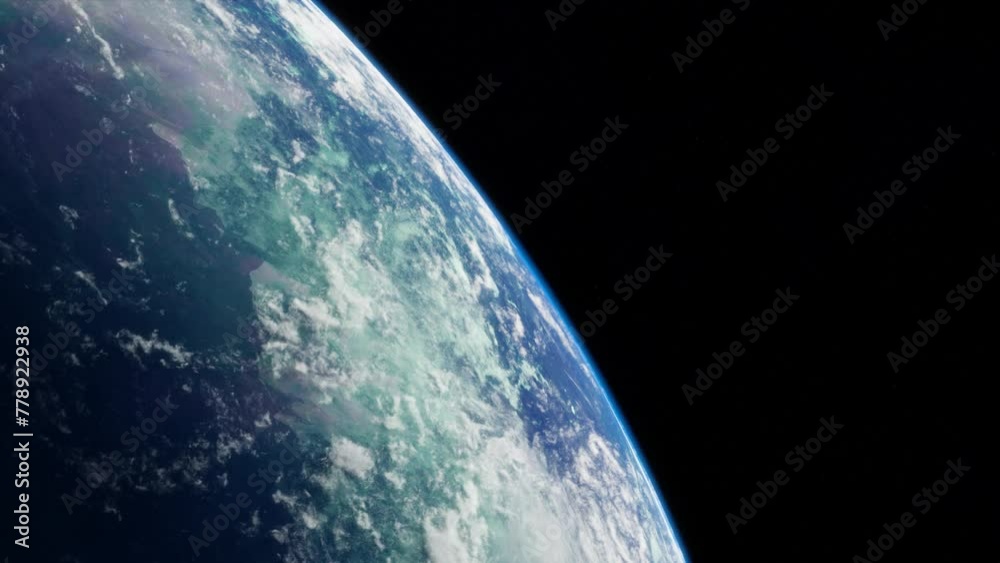 Wall mural blue planet in space. universe and planet. 3d-rendering. animation
