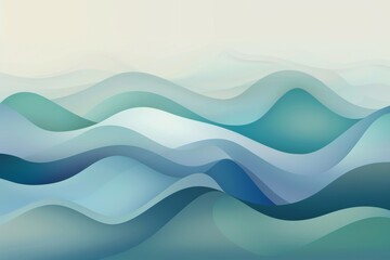 Abstract Waves in Layered Turquoise Design, Copy Space