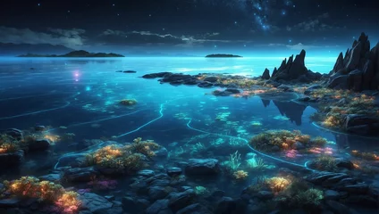 Poster tropical coral reef in the night © Shahzaib