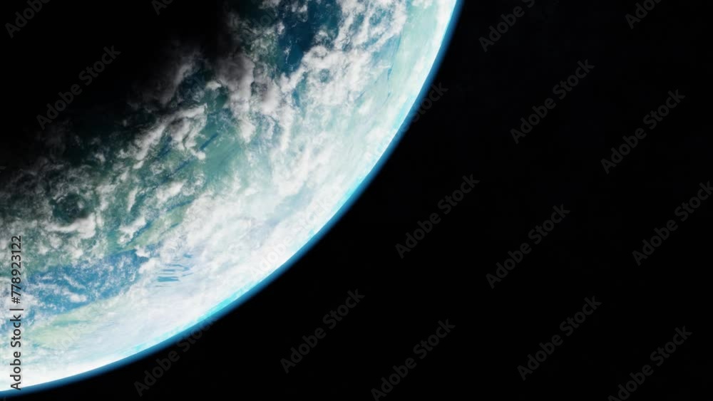 Wall mural blue planet in space. universe and planet. 3d-rendering. animation