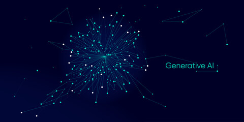 Illustration of abstract stream. Artificial intelligence. Big data, technology, AI, data transfer, data flow, large language model, generative AI, LLM, NLP. NLG © Krot_Studio