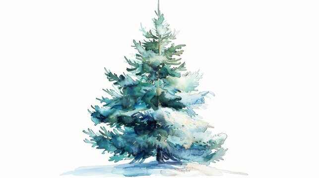 Decorative watercolor Christmas tree
