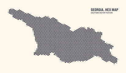 Georgia Map Vector Hexagonal Halftone Pattern Isolate On Light Background. Hex Texture in the Form of a Map of Georgia. Modern Technological Contour Map of Georgia for Design or Business Projects - 778925712