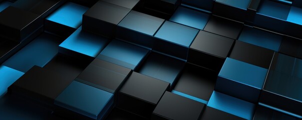 Gray and black modern abstract squares background with dark background in blue striped in the style of futuristic chromatic waves, colorful minimalism pattern 