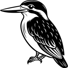 bird on a branch, black Kingfisher silhouette vector illustration,icon,svg,bird characters,Holiday t shirt,Hand drawn trendy Vector illustration,Kingfisher bird on black background