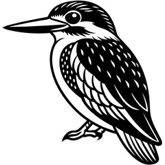 bird on a branch, black Kingfisher silhouette vector illustration,icon,svg,bird characters,Holiday t shirt,Hand drawn trendy Vector illustration,Kingfisher bird on black background