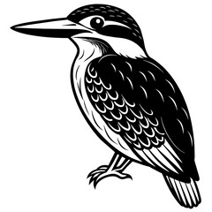 bird on a branch, black Kingfisher silhouette vector illustration,icon,svg,bird characters,Holiday t shirt,Hand drawn trendy Vector illustration,Kingfisher bird on black background
