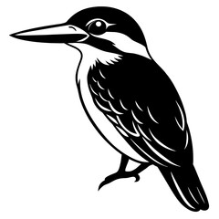 bird on a branch, black Kingfisher silhouette vector illustration,icon,svg,bird characters,Holiday t shirt,Hand drawn trendy Vector illustration,Kingfisher bird on black background