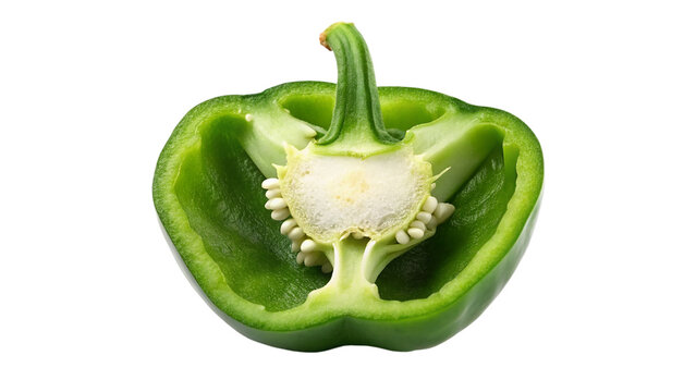 Half of green bell pepper isolated on transparent background.