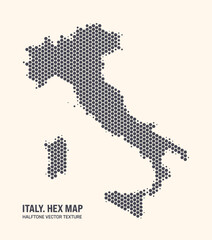 Italy Map Vector Hexagonal Halftone Pattern Isolate On Light Background. Hex Texture in the Form of a Map of Italy. Modern Technological Contour Map of Italy for Design or Business Projects - 778926105