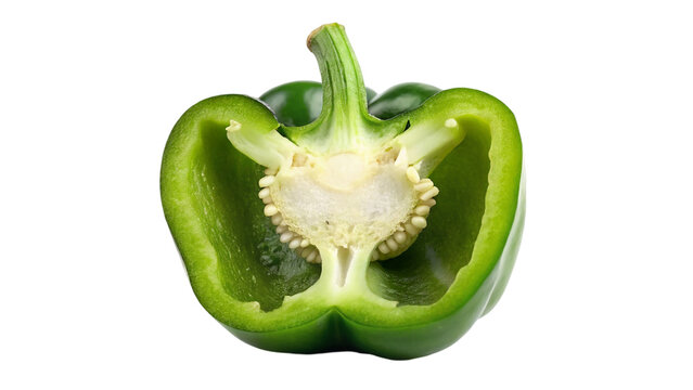 Half of green bell pepper isolated on transparent background.