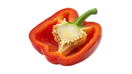 Red bell pepper isolated on a transparent background. Vegetarian food.