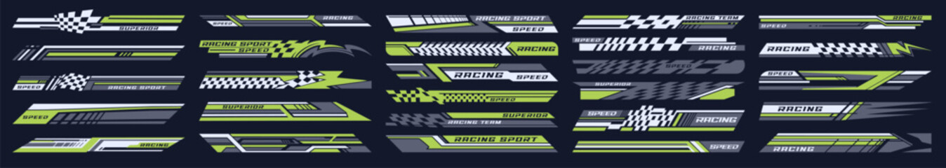 Car racing set logotypes colorful - obrazy, fototapety, plakaty