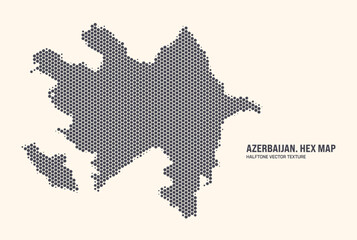 Azerbaijan Map Vector Hexagonal Halftone Pattern Isolate On Light Background. Hex Texture in the Form of a Map of Azerbaijan. Modern Tech Contour Map of Azerbaijan for Design or Business Projects - 778927588