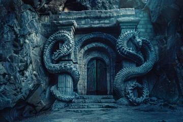 Ancient Hydra guards entrance to forbidden labyrinth.