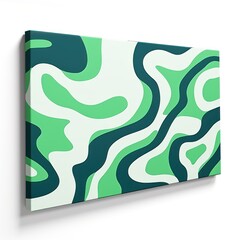 Green and white flat digital illustration canvas with abstract graffiti and copy space for text background pattern 