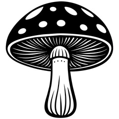 illustration of mushroom, black mushroom silhouette vector illustration,icon,svg,food,mushroom characters,Holiday t shirt,Hand drawn trendy Vector illustration,vegetable on black background