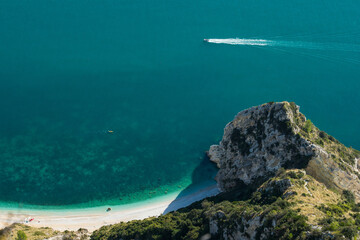 Ancona Conero Regional Park Due sorelle beach view from top and boats
