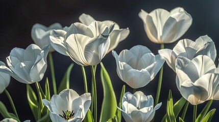   White Tulips and Blue Sky